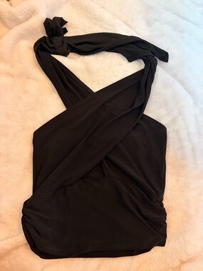 PrettyLittleThing Black Wrap Crop Top